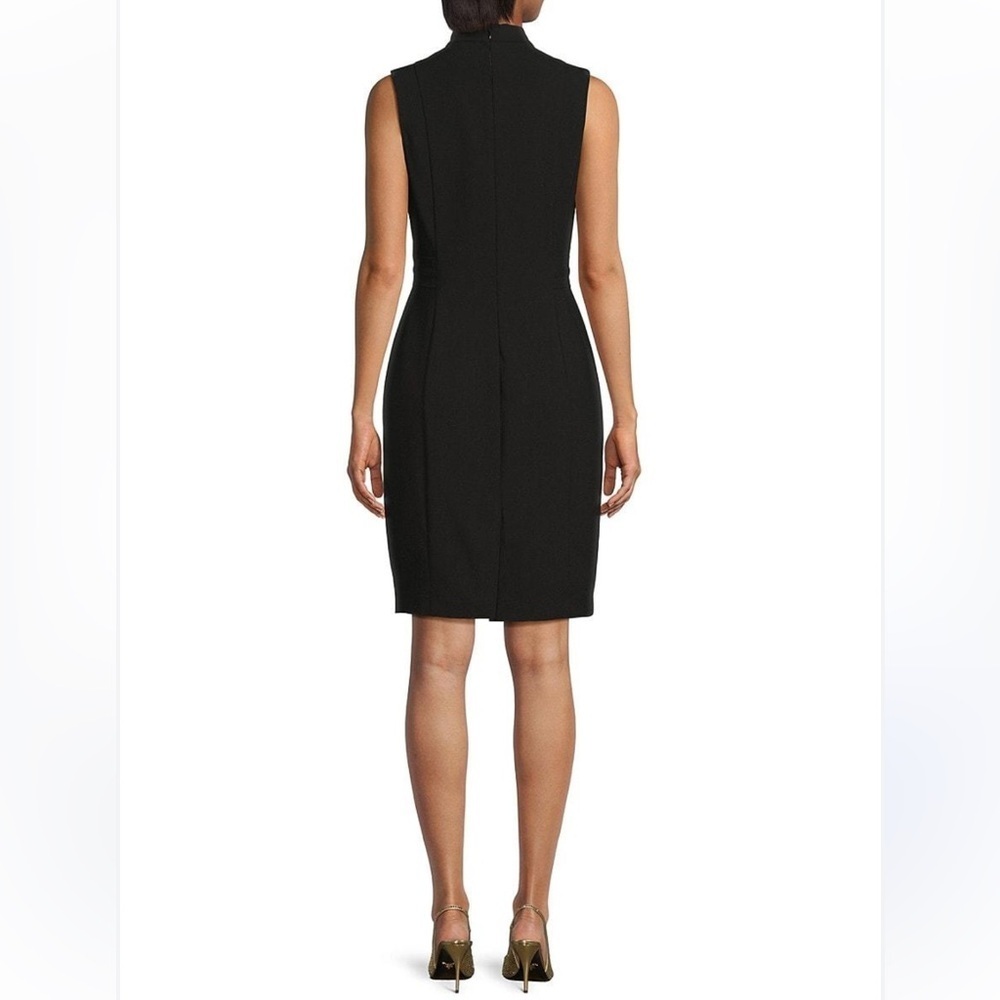 Halston Heritage Starburst-Seamed Scuba Crepe Sleeveless Sheath Dress Black Nwt - Picture 7 of 14